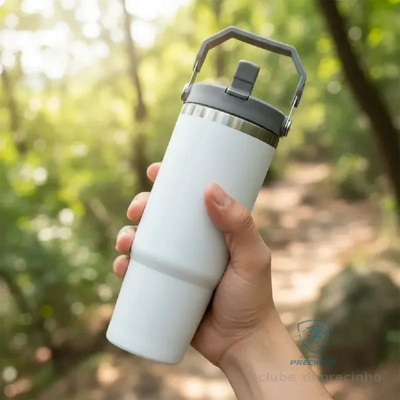 Garrafa Térmica 900ml Inox com Alça, Tampa Flip e Canudo Mercado Livre