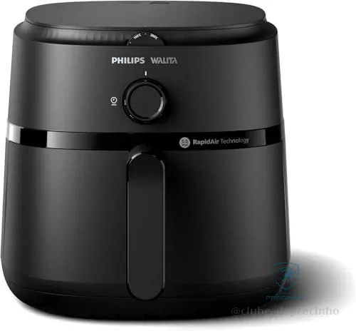 🔥 PARCELADO! Philips Walita Fritadeira Airfryer Série 1000 XL - 6,2 litros, Tecnologia RapidAir, 12 Modos de Preparo, Até 90% Menos Óleo, 2 anos de garantia, Controle Analógico, Preta, 220v (NA130/09)