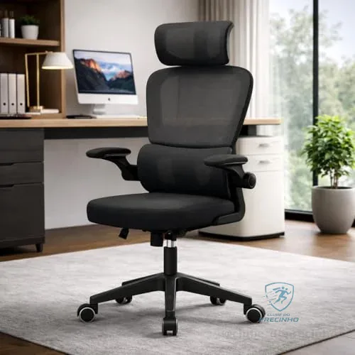 BlidShop Cadeira de Escritório Ergonômica Florença, Tela Mesh Premium, Apoio Lombar Ajustável, Suporta 120kg, Altura Regulável (Preta)