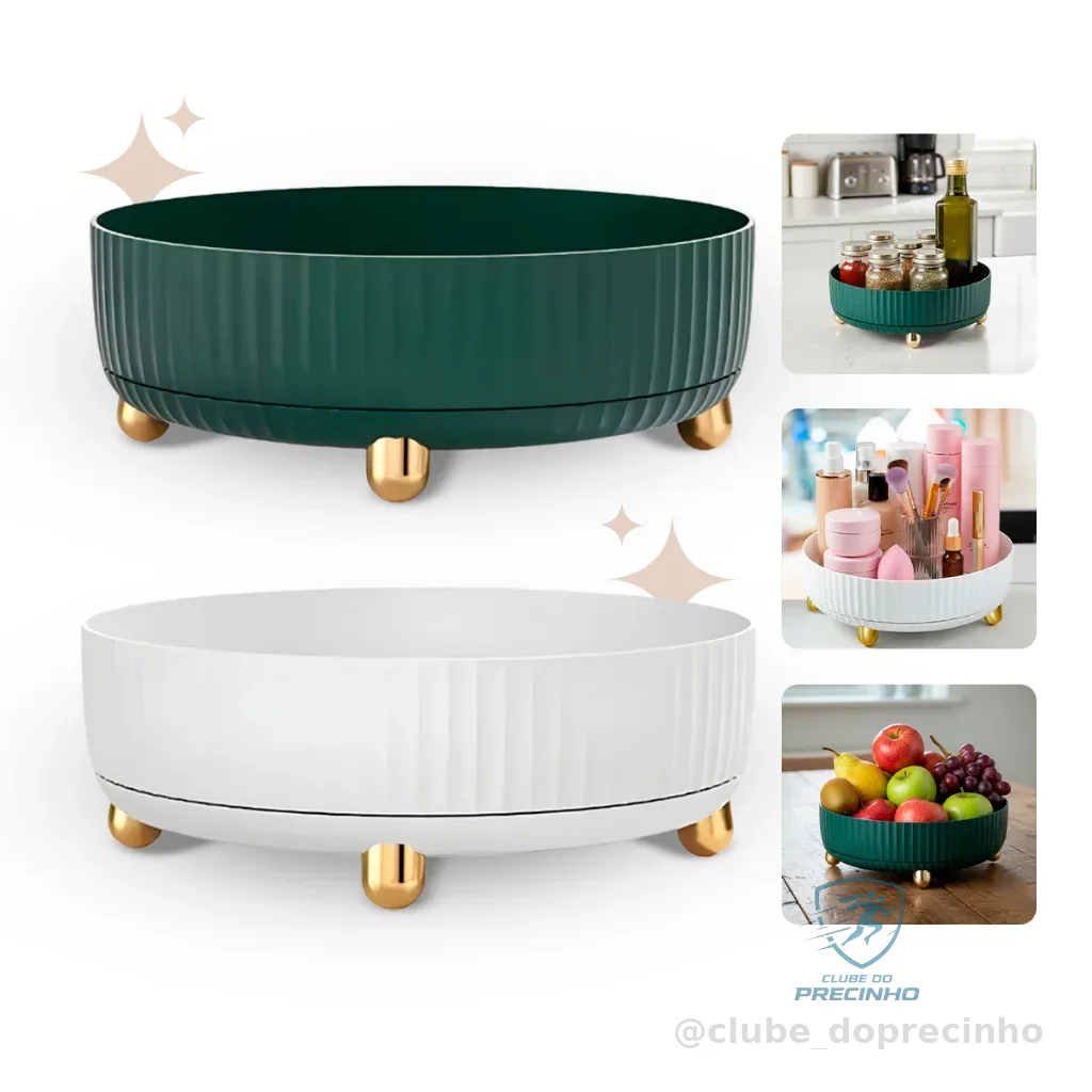 Organizador Giratório 360 Bandeja Cozinha Multiuso Rotativo para Maquiagem Cosméticos Temperos e Armazenamento Shopee