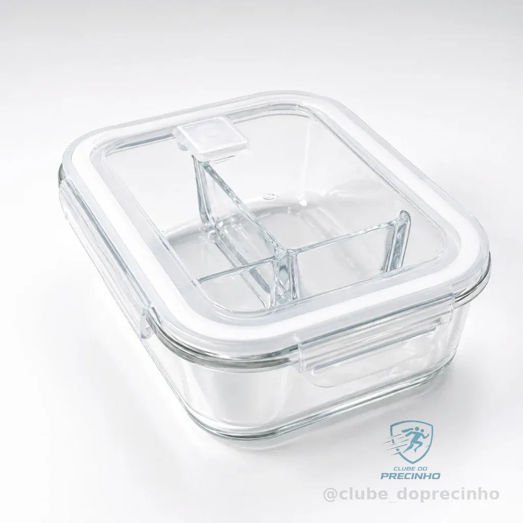 Pote Com 3 Divisórias De Vidro 1000ml  Tampa c/ Trava Antivazamento | Organização | Fitness Shopee