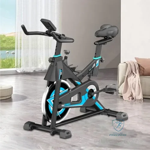 Bicicleta Ergométrica Magnética Profissional com Monitor Digital, Selim Confortável e Suporte para Tablet (Azul)
