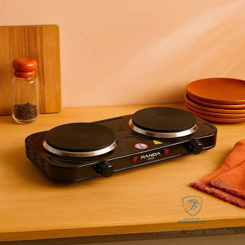 Fogão Elétrico 2 Bocas Panela Camping Assadeira Pequeno Preparo Comida Mini Grill Aquecimento Chapa Shopee