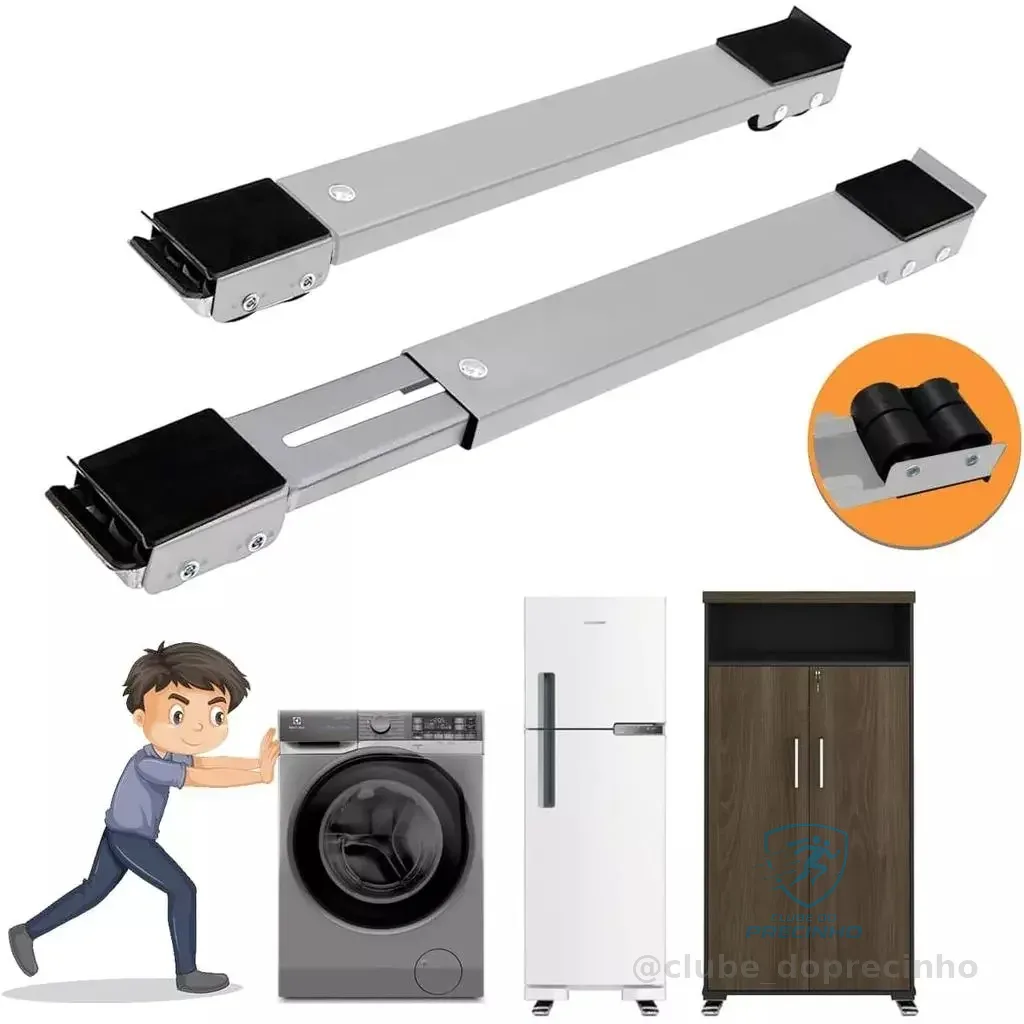 Suporte De Rodinhas Base Ajustável e Reforçada para Máquina de Lavar, Fogão, Geladeira, Móveis e Eletrodomésticos Domést Shopee