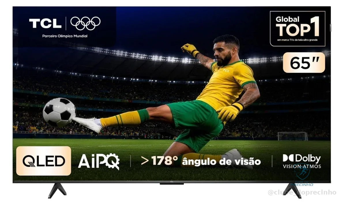 Smart TV TCL 65 Polegadas QLED 4K P7K WiFi Bluetooth Google TV HDR10+ Dolby Atmos Dolby Vision 65P7K