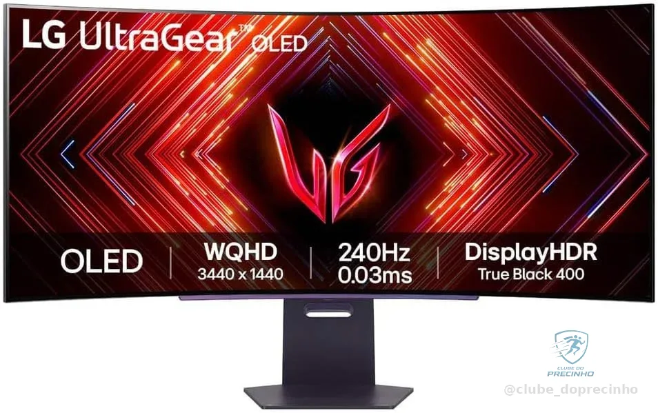 🔥 PARCELADO! Monitor Gamer LG UltraGear OLED Curvo – Tela OLED 45”, 2K QHD, HDR400 True black, 240Hz, 0,03ms (GtG), NVIDIA® G-SYNC®, AMD FreeSync™ Premium Pro, Taxa de Contraste 1.5M:1 – 45GS95QE-B