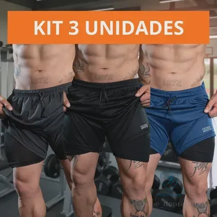 Kit 3 Shorts Masculino 2 em 1 Compressão Rock Saints Mercado Livre