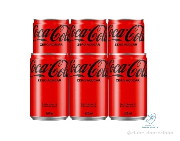 Pack de Coca-Cola sem açucar Lata 220mL 6 unidades