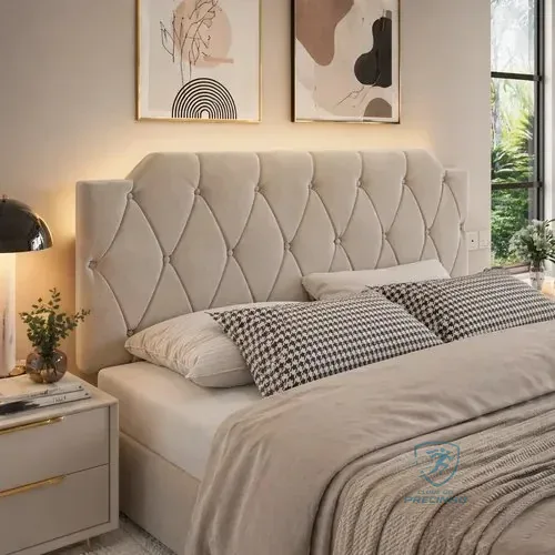 Cabeceira Estofada Cama Queen Sizee Suspensa Painel 1,60 Bege