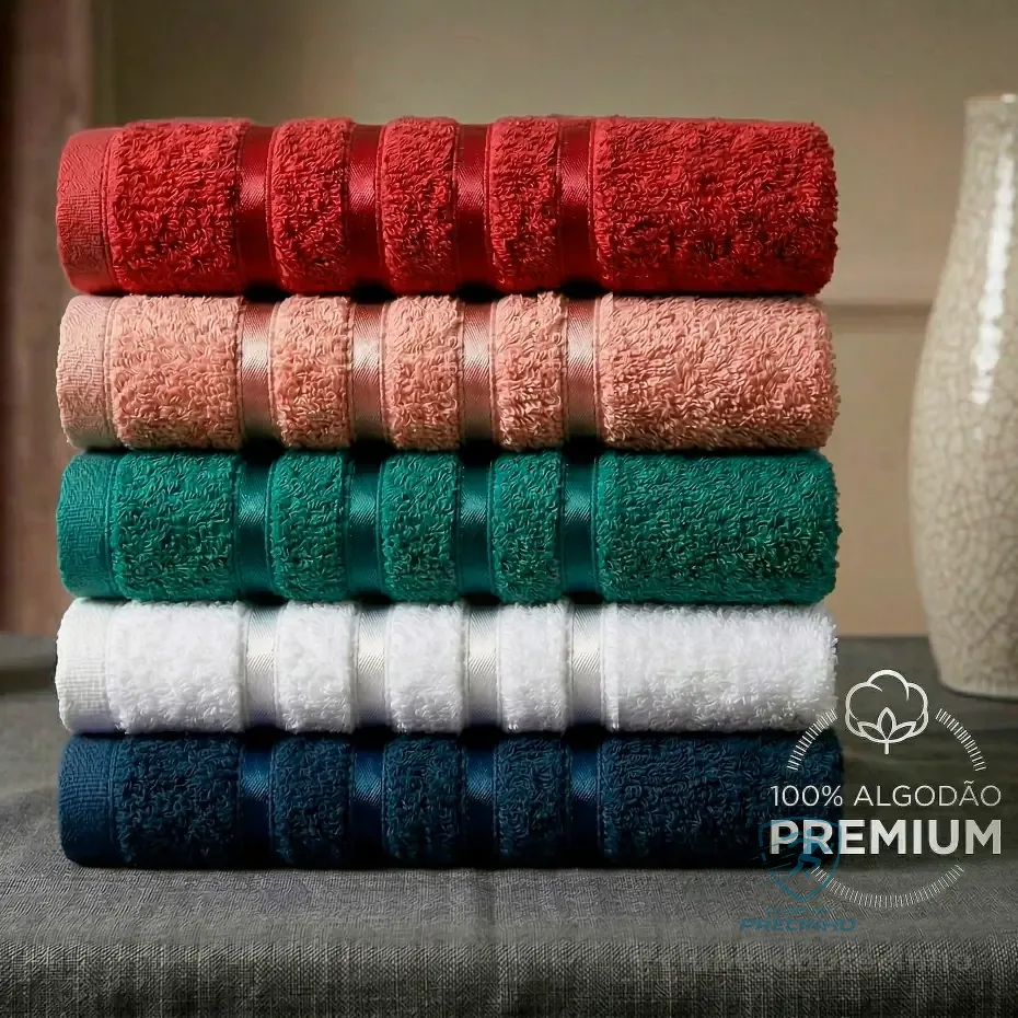 Kit 5 Toalhas de Rosto Ônix 100% Algodão 45x70cm Alta Absorção e Brilho Premium Shopee