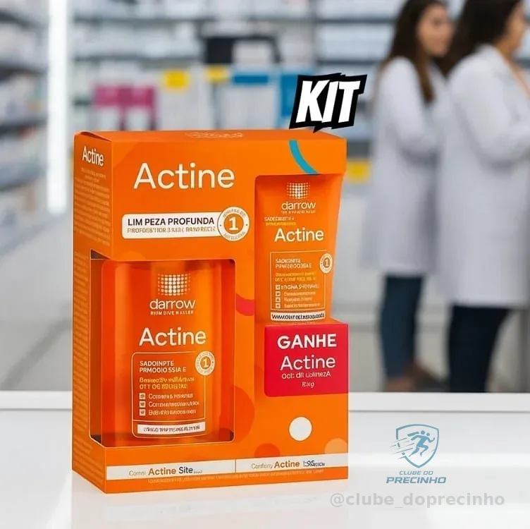 Kit Gel de Limpeza Facial Actine Pele Acneica 140g + 40g