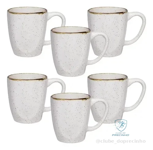Conjunto De 6 Canecas Ryo Maresia 260ml Oxford Branco