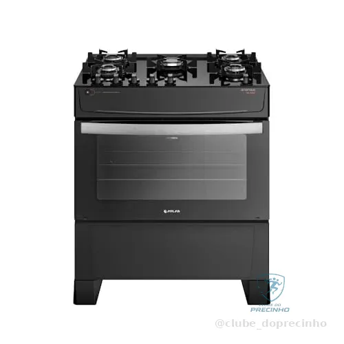 Fogão 5 Bocas Atlas Atenas com mesa de Vidro Acendimento Automático a Gás Preto 110/220V