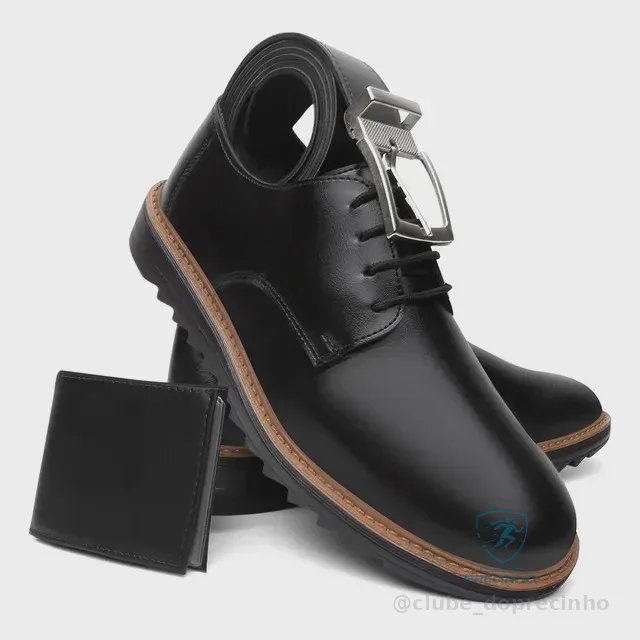 Kit Sapato Oxford Derby Preto Masculino + Cinto + Carteira Mercado Livre