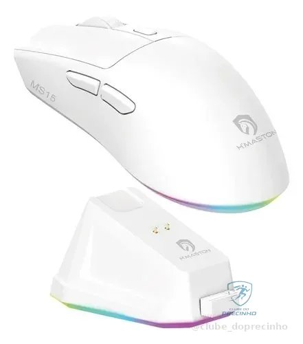 Mouse Sem Fio 2.4g+bt Rgb Com Base Ajustável Dpi 1000-4000 Branco