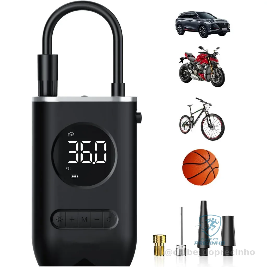 Mini Compressor de Ar Portatil Recarregavél Digital USB Calibrador Pneu Envio Imediato Shopee