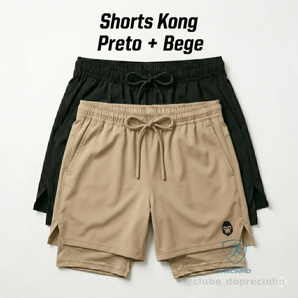 Shorts Fitness Masculino com Forro Duplo e Bolso para Celular Kong Shopee