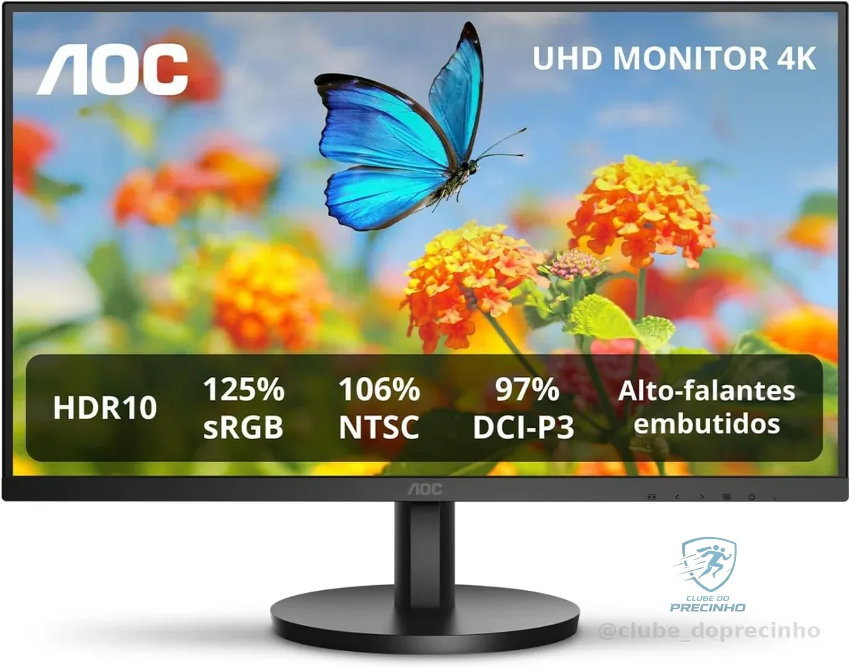 🔥 PARCELADO! Monitor AOC 27" 4K IPS 106% NTSC 97% DCI-P3 Speakers U27B3A