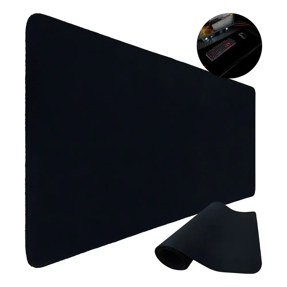 Mouse Pad Gamer 90x40 Escritório Alta Qualidade Preto Liso Isoprene