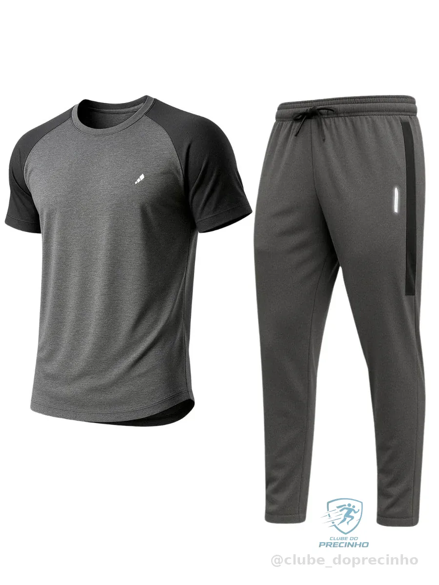 Genérico Conjunto Masculino Academia Calça e Camiseta Dry Fit Tecido Esportivo Modelagem Slim
