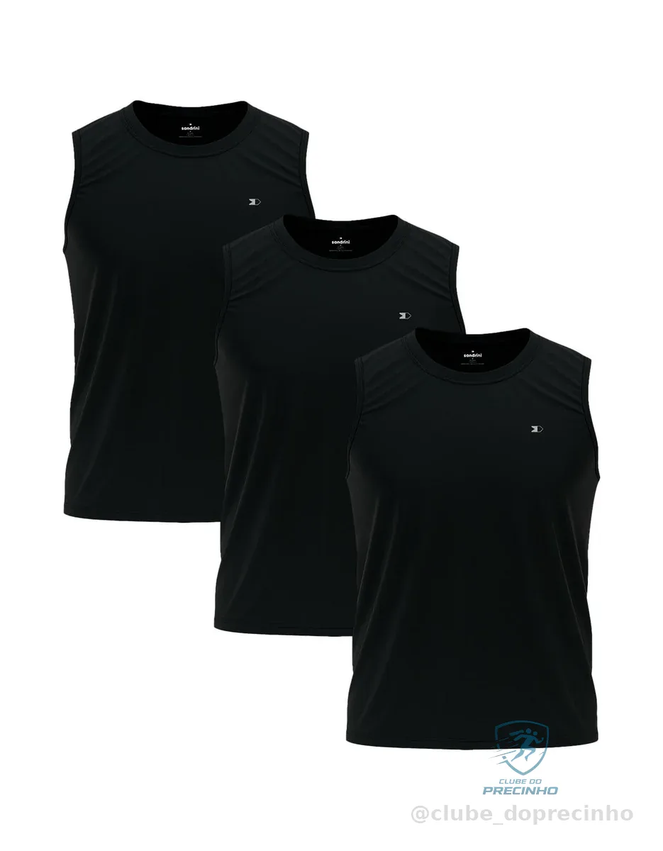 Kit 3 Camisas Regatas Dry-fit Masculina Sandrini Academia