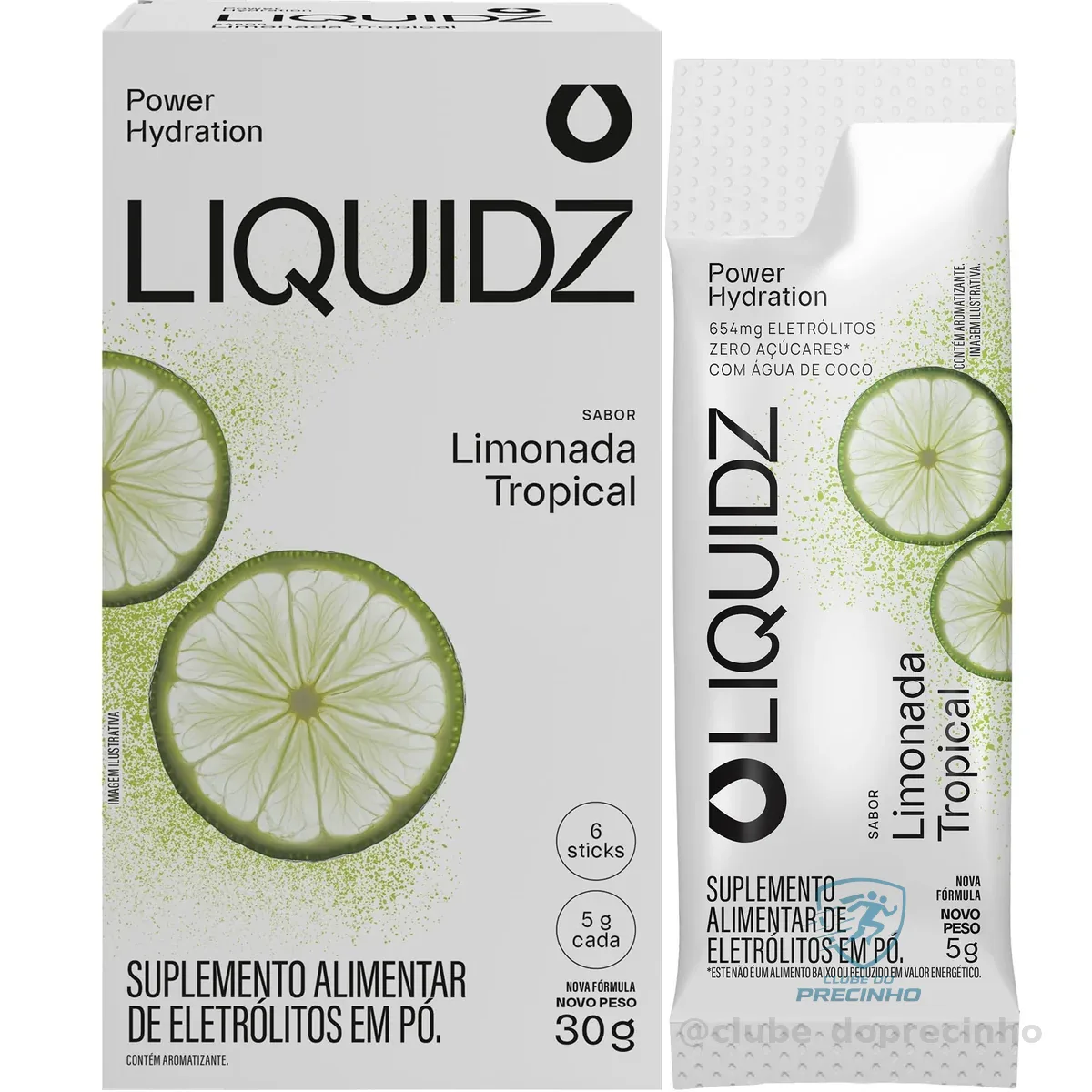 LIQUIDZ® - Eletrólitos Zero Açúcares - Sabor Limonada Tropical - Kit 1 Caixa - 6 sachês | 1 Caixa