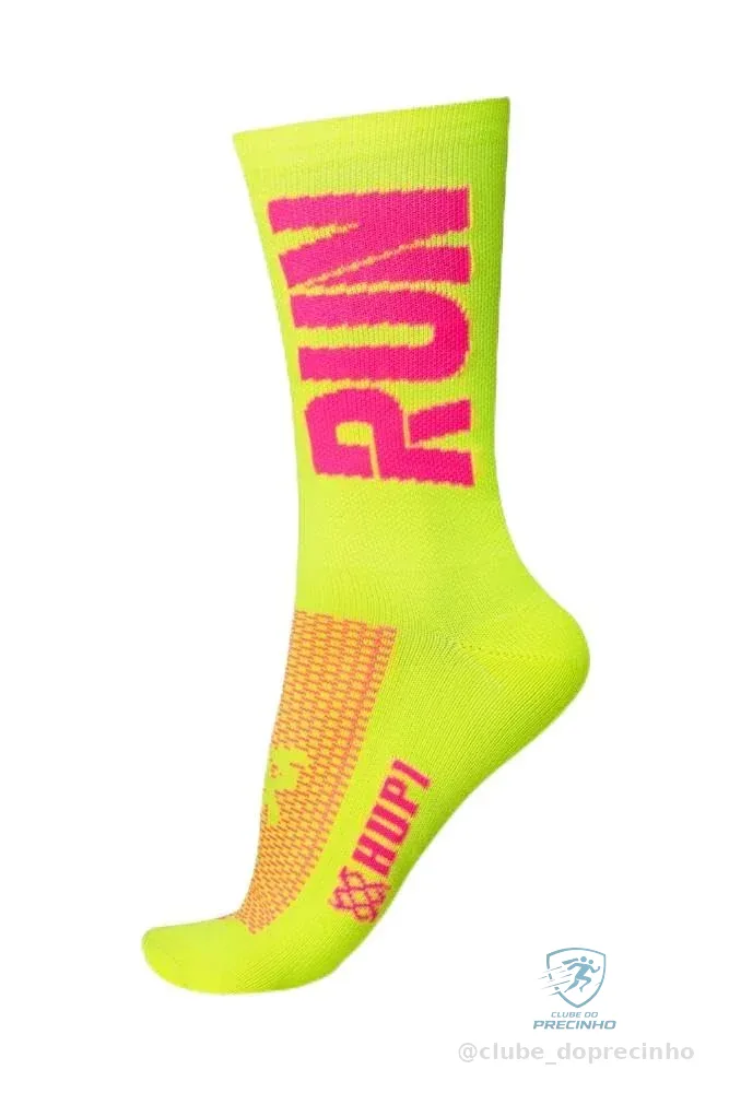 Meia Corrida Hupi Run Branco/verde, Cor: Branco/verde, Tamanho: Unico