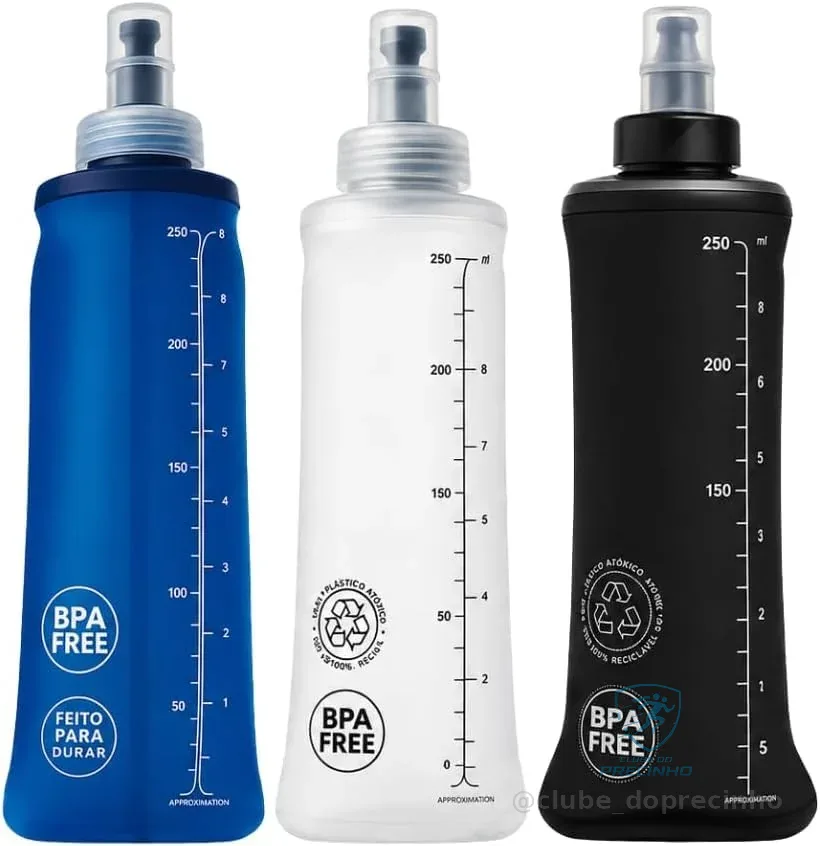Garrafa Dobrável Premium Soft Flask 500ml para Corrida Ciclismo Hidratação Esportiva Bico Antivazamento Livre de BPA Silicone Flexível para Esportes