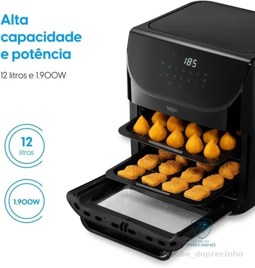 🔥 PARCELADO! Fritadeira Air Fryer Family Oven Fry Elgin 12L 220V 1.900W 10 funções e Painel Digital