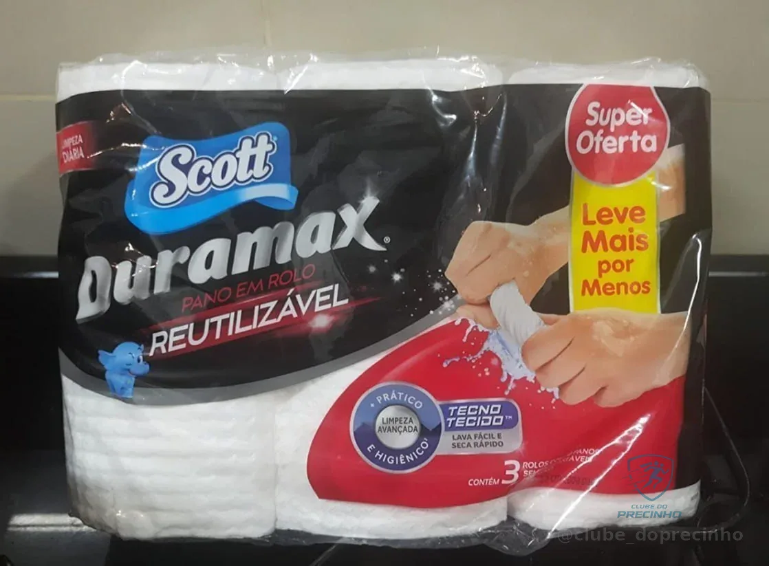 Scott Duramax Pano Reutilizável em Rolo, Branco, 174 Folhas (3 Unidades de 58 Folhas)