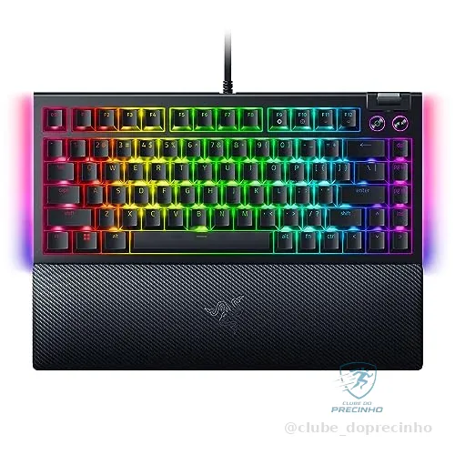 Razer Teclado mecânico para jogos BlackWidow V4 75%: Design Hot-swappable - Compacto e Durável - Interruptores Táteis Laranja - Chroma RGB - Rolo MF e Teclas de Mídia - Descanso de pulso confortável - Preto