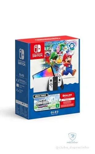 Bundle Nintendo Switch OLED + Super Mario Bros. Wonder + 3 Meses de Assinatura Nintendo Switch Online