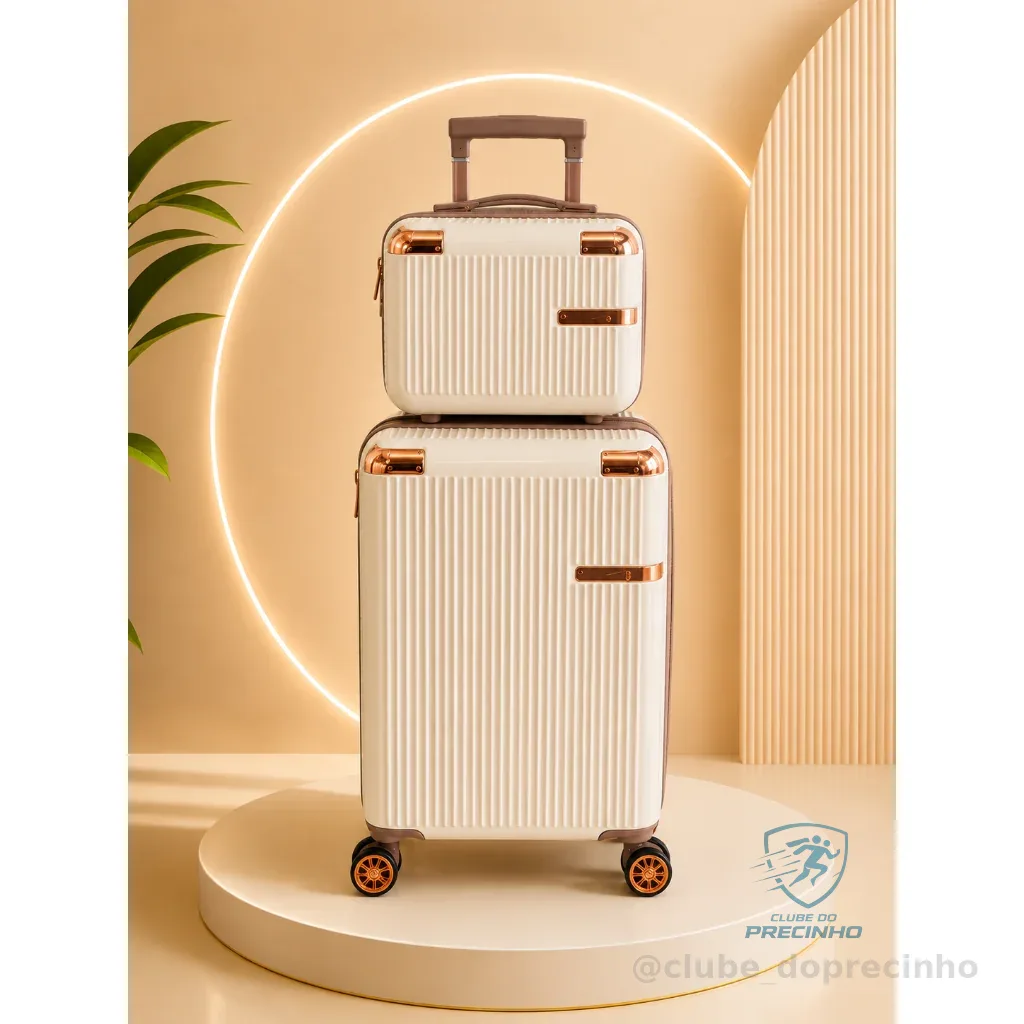 Conjunto Mala De Viagem 10KG E Frasqueira Cadeado TSA Roda Dupla 360° PROMOÇÃO Shopee