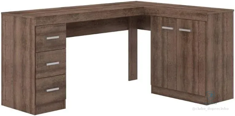 Mesa de Canto Movelbento com 2 Portas e 3 Gavetas Rústico
