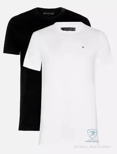 Kit Camisetas Tommy Hilfiger Preta/branca 2un - Original