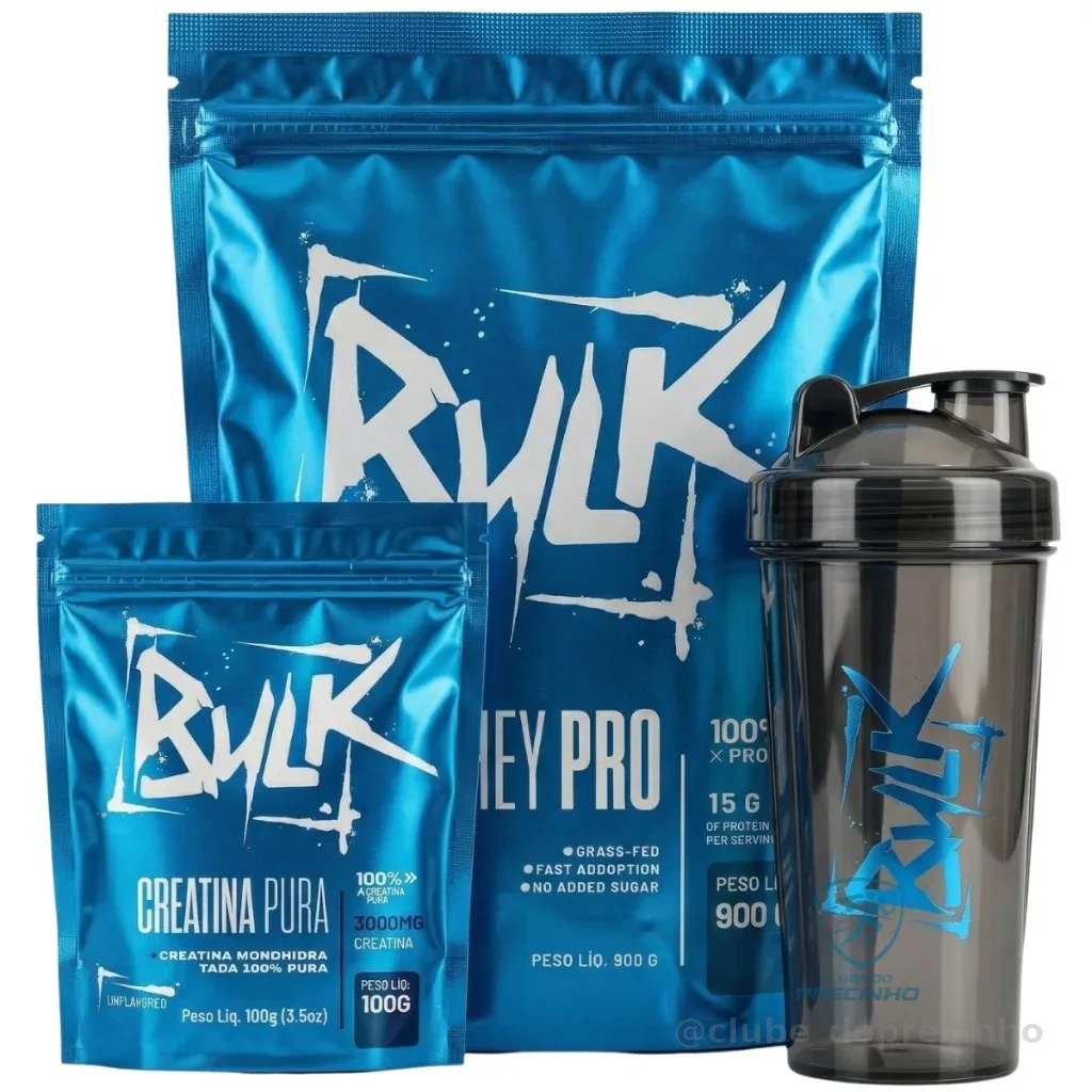 Kit Suplemento Whey Protein + Creatina Pura + Coqueteleira Shaker Shopee