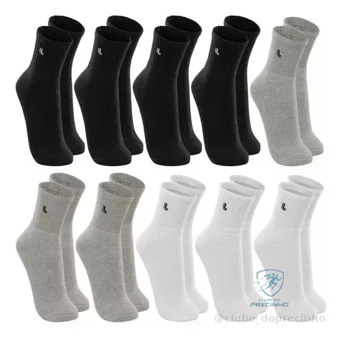 Kit 10 Pares Meia Lupo Original Masculina Cano Médio Algodão