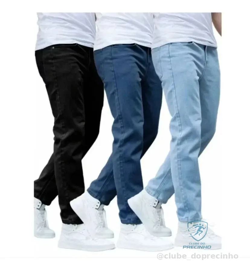 Kit com 3 Calças Jeans Masculina Skinny Corte Tradicional Mercado Livre