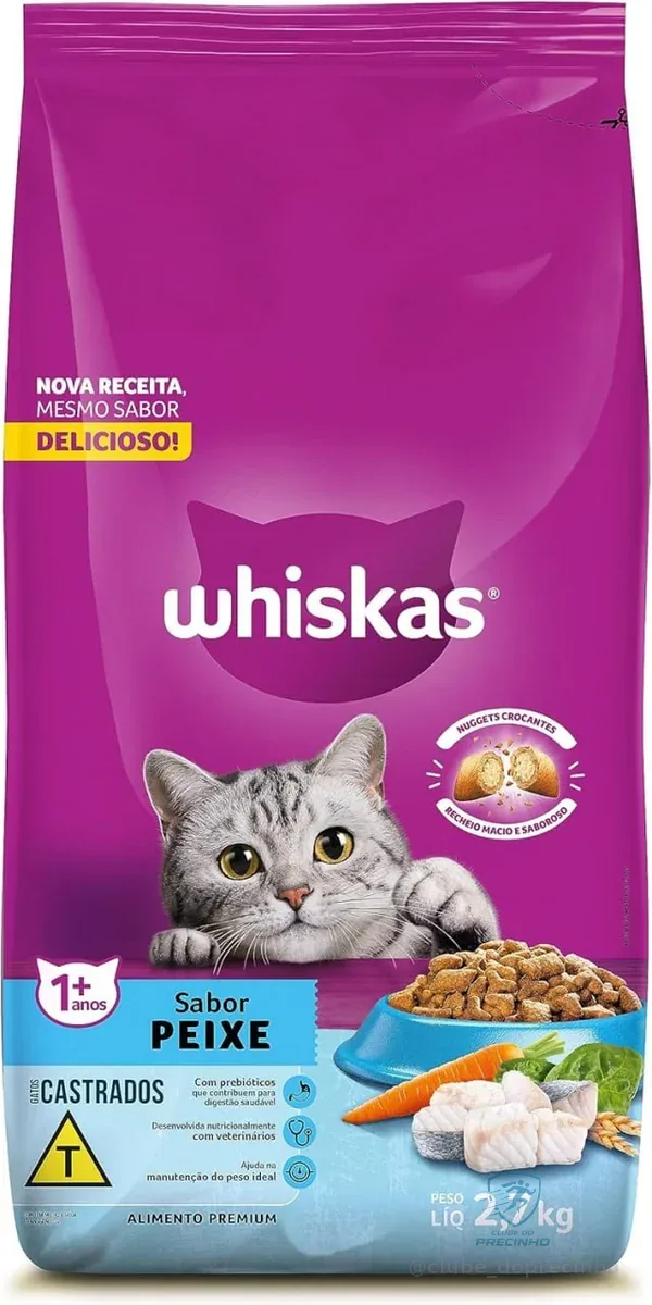 WHISKAS Ração Peixe Gatos Adultos Castrados 2,7 kg