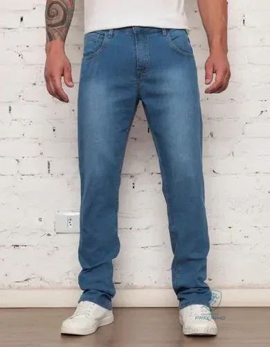 Calça jeans masculina tradicional corte reto Mercado Livre