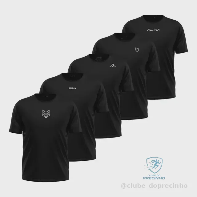 Kit 5 Camisetas Dry All Black Alpha Mercado Livre