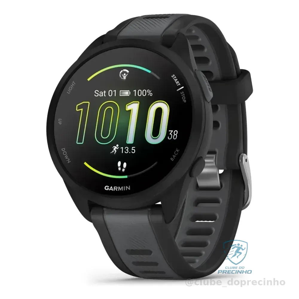 Smartwatch Relógio Garmin Forerunner 165 43mm Nf-e Preto Mesh