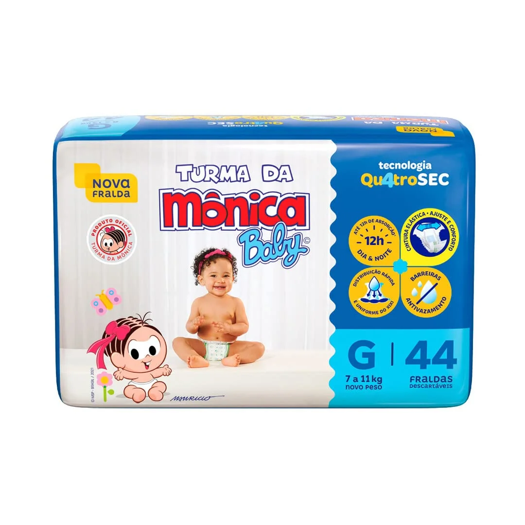 Fralda Turma da Mônica Baby Mega G 44 Unidades