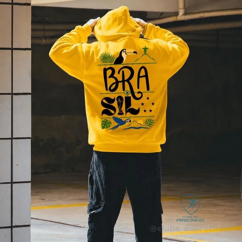 Blusa De Moletom Brasil Com Capuz Estampa Exclusiva Mercado Livre