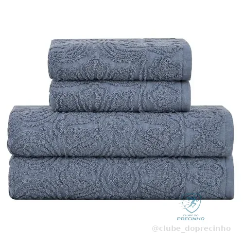 Buddemeyer Jogo de toalhas Florentina Extra Soft Banho Azul Escuro 4 peças