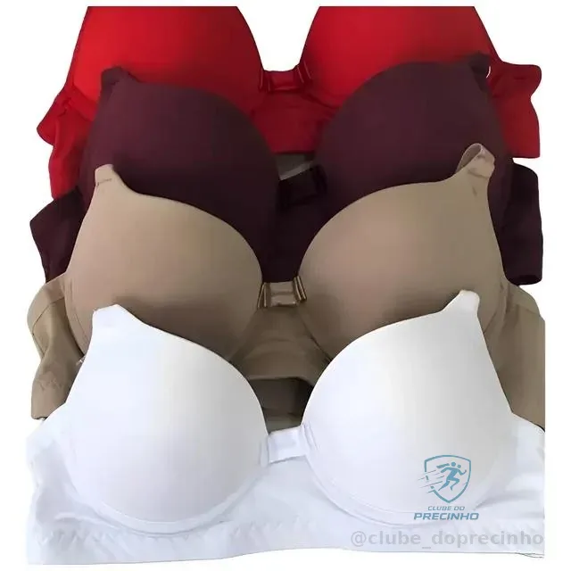 Kit 4 Sutiãs com Bojo Alça Reforçada Cores Lisas Revenda Mercado Livre
