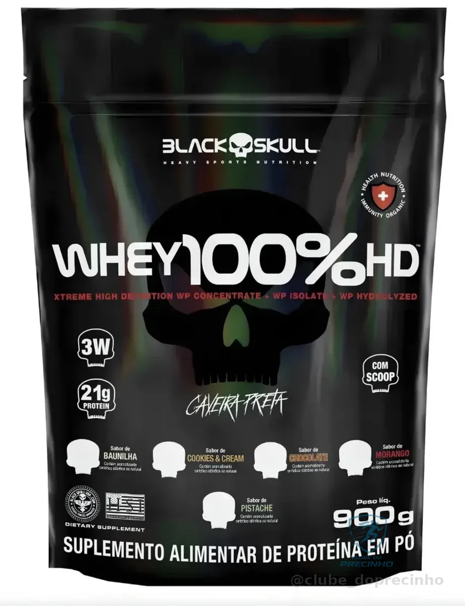 Whey 100% HD Refil Black Skull 900g - Baunilha Mercado Livre