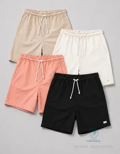 Kit 4 Short Linho Mauricinho Masculino Bermuda Esporte Fino