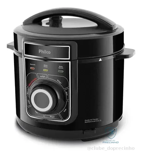 Panela De Pressão Philco Ppp02pi Inox Multifuncional 5l Cor Preto 127v