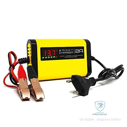 Carregador De Bateria P/ Carro Moto Com Indicador De Carga Shopee